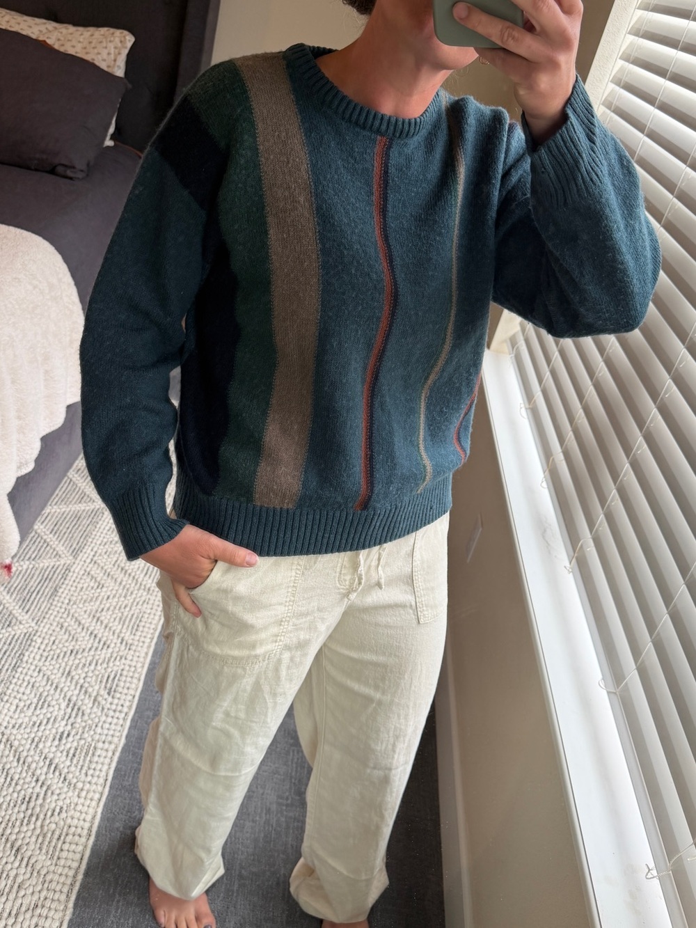 Vintage 90s Jack Stone Made in Italy Striped Knit Crewneck Sweater